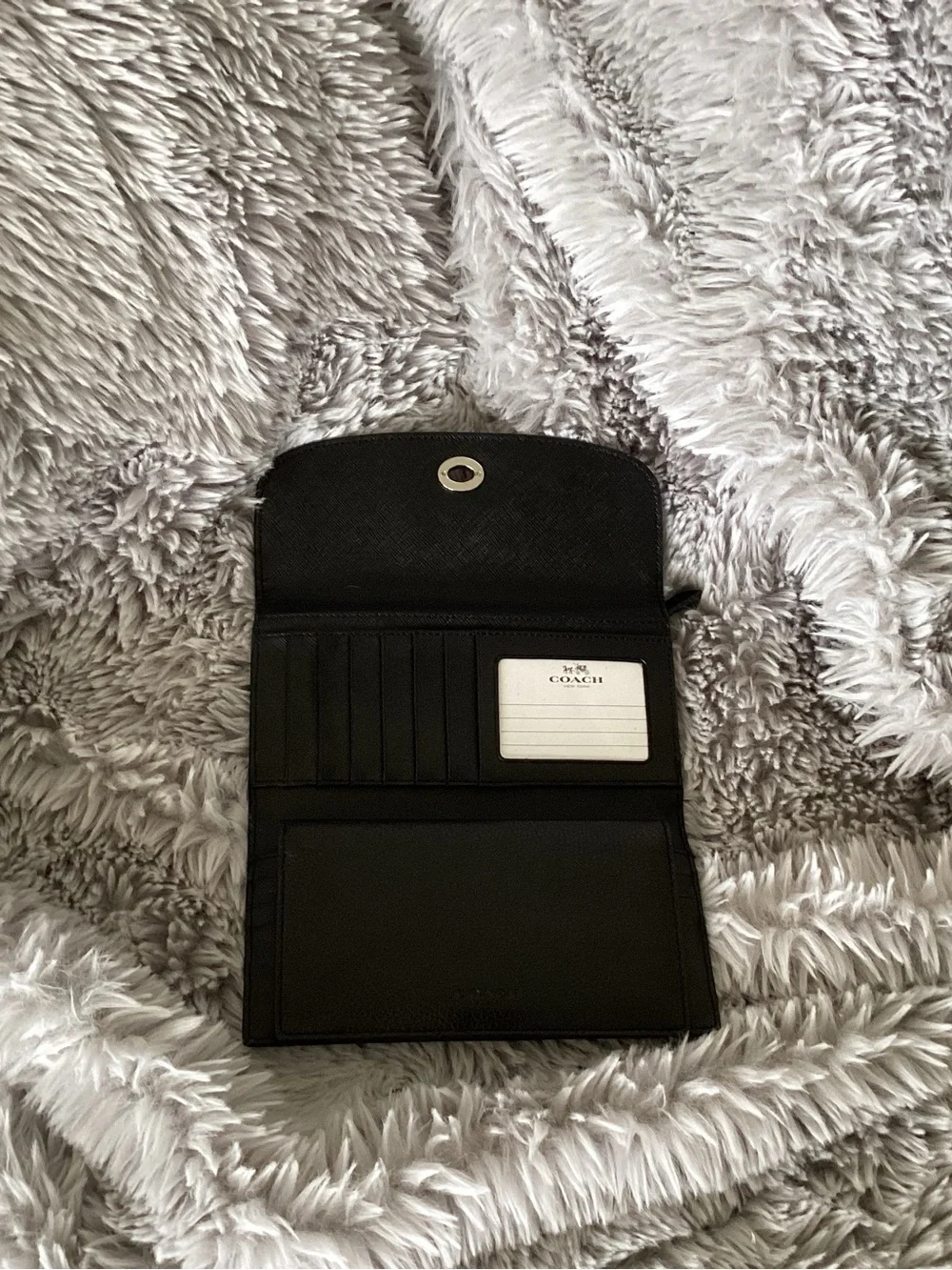 Coach Everyday Black Leather Wallet with Turn-Lock Closure